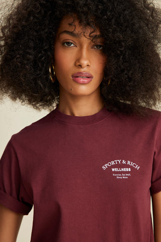 Wellness Studio T-Shirt - Merlot/White