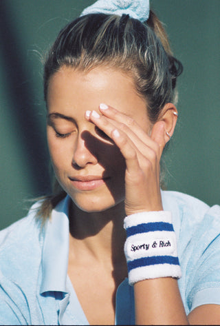 Terry Cloth Wristband - White/Blue