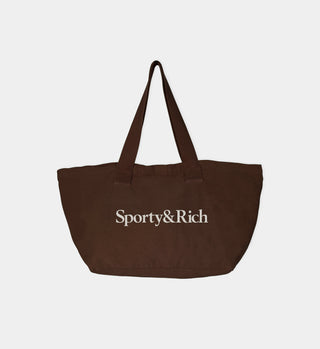Serif Logo Tote - Chocolate